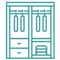 Icon representing custom-designed crockery units for dining and kitchen areas.