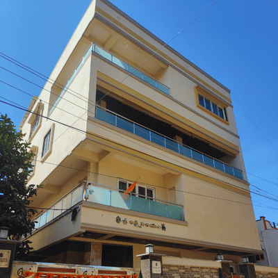 A modern independent house in Hyderabad, built by the best builders at Nice Design & nice Constructions.