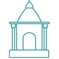 Icon of a traditional mandir, representing our custom-designed pooja units for modern homes.