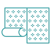 Icon of a patterned wallpaper roll for our custom wallpaper selection and installation service.