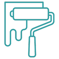 Icon of a paint roller, symbolizing our professional color consultation and wall paint design.
