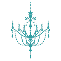 Line art icon of an elegant chandelier, symbolizing our expert lighting design for luxury home interiors in Hyderabad.