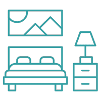 Icon of a master bedroom set, showcasing our personalized bedroom interior design services in Hyderabad.
