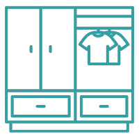 Icon of a modern wardrobe, symbolizing our custom storage and wardrobe design solutions.